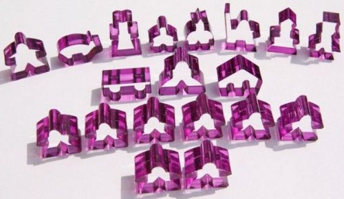 Complete 19 piece purple transparent set Carcassonne meeples